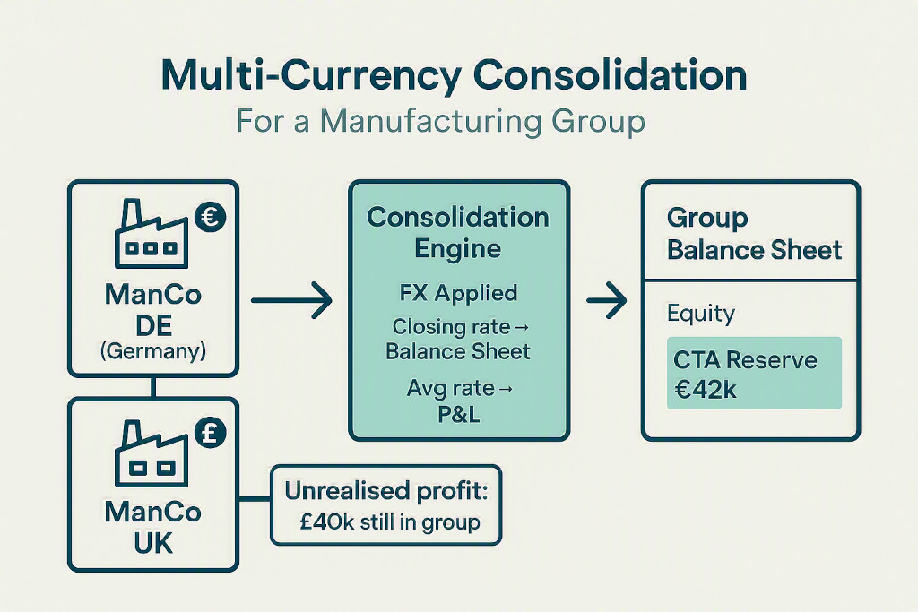 currency translation for international manufacturing entities