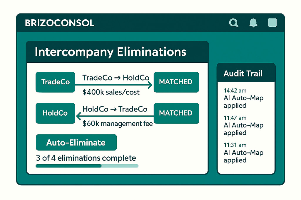 how brizoconsol handles intercompany eliminations