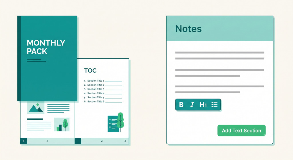 add financial notes with a text section