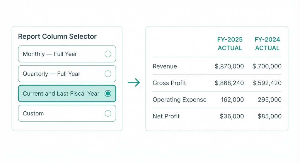 current & last fiscal year column set