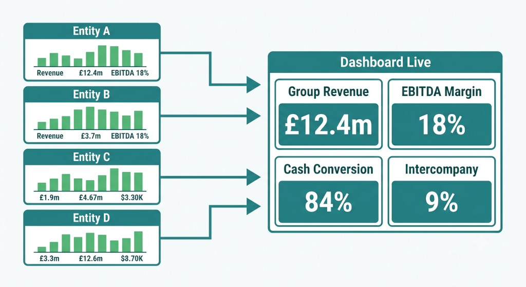 group kpi reporting for multi entity businesses
