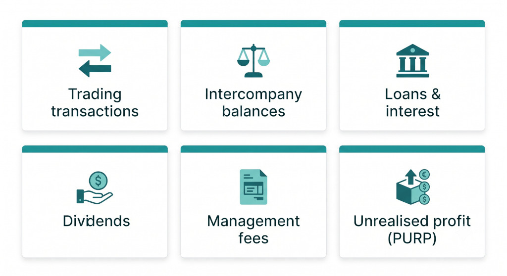 the six types of intercompany elimination