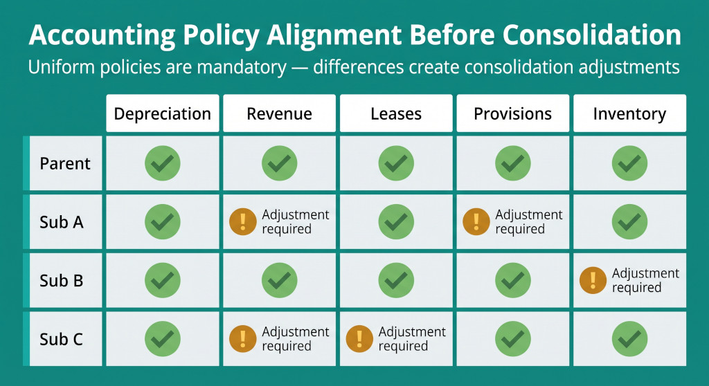 accounting policy alignment before consolidation