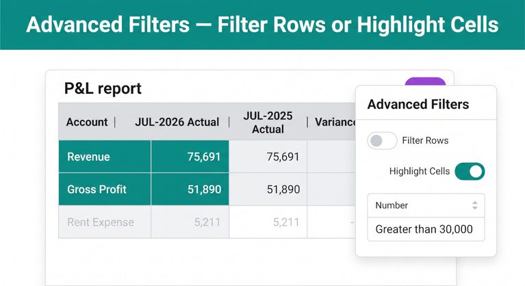 advanced filters for brizoconsol reports