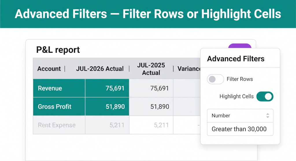 advanced filters for brizoconsol reports