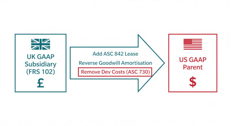 consolidating a uk gaap subsidiary into a us gaap parent