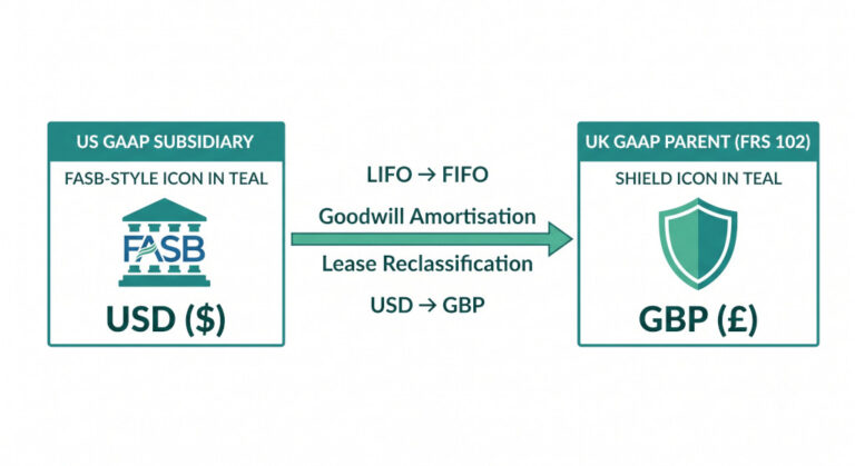 consolidating a us gaap subsidiary into a uk gaap parent guide