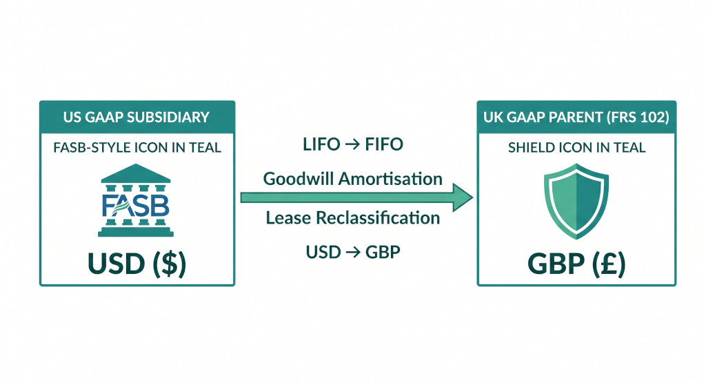 consolidating a us gaap subsidiary into a uk gaap parent guide