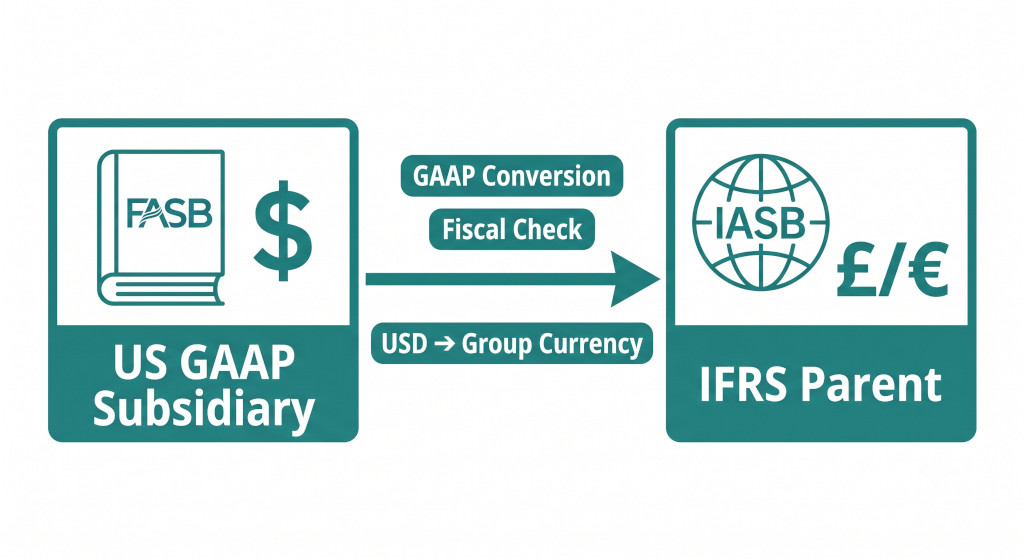 consolidating a us gaap subsidiary into an ifrs parent guide