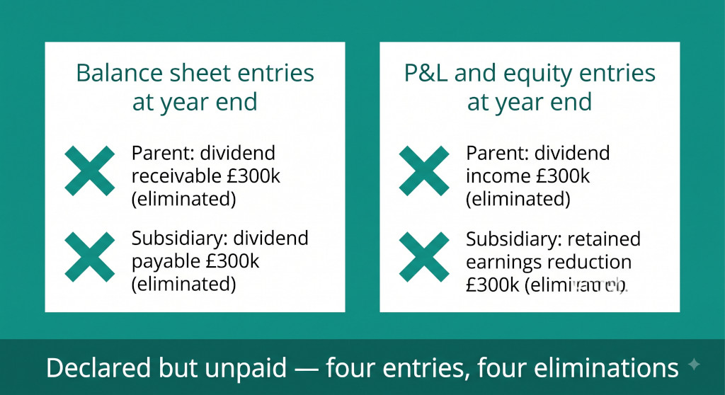 declared but unpaid dividend — balance sheet and p&l eliminations