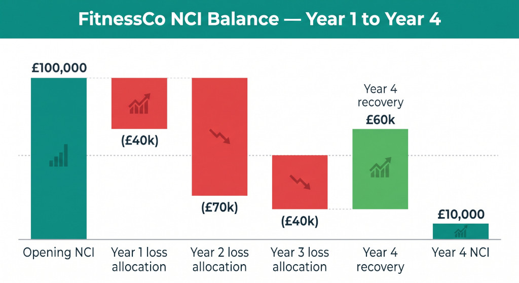 four year nci balance waterfall