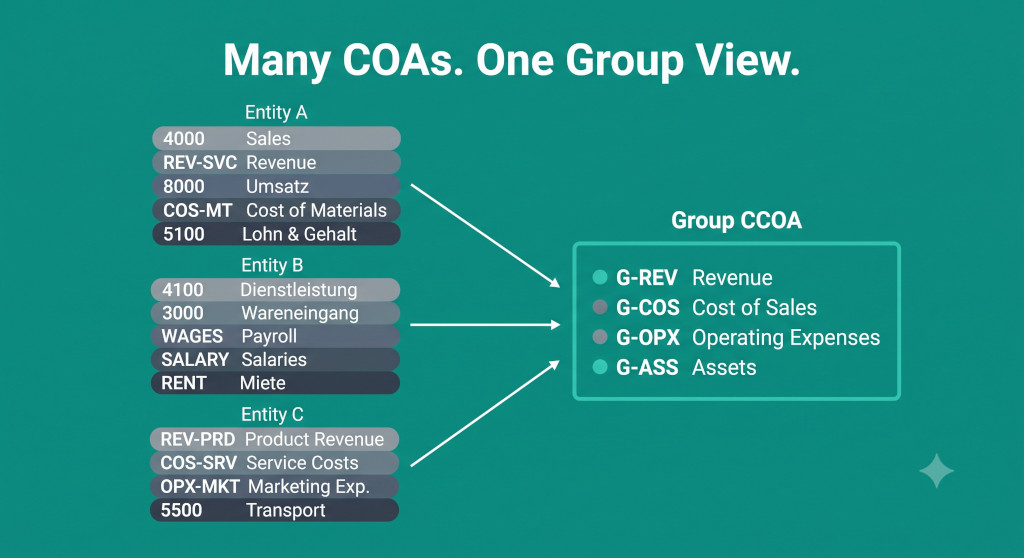 how to consolidate entities with different charts of accounts