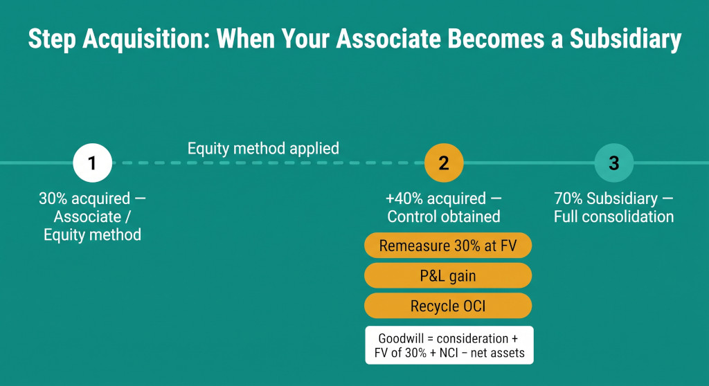 how to consolidate when an associate becomes a subsidiary