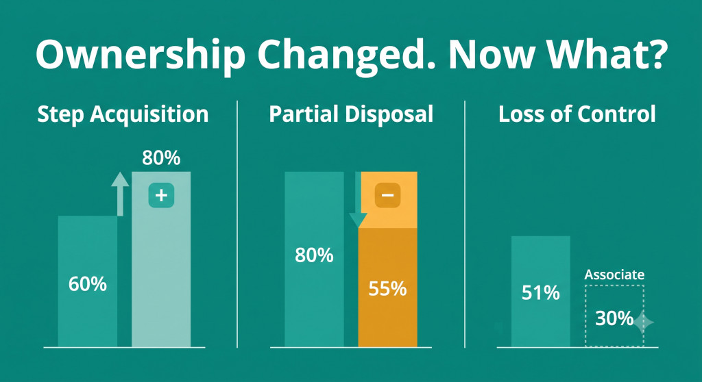 how to consolidate a subsidiary after a change in ownership