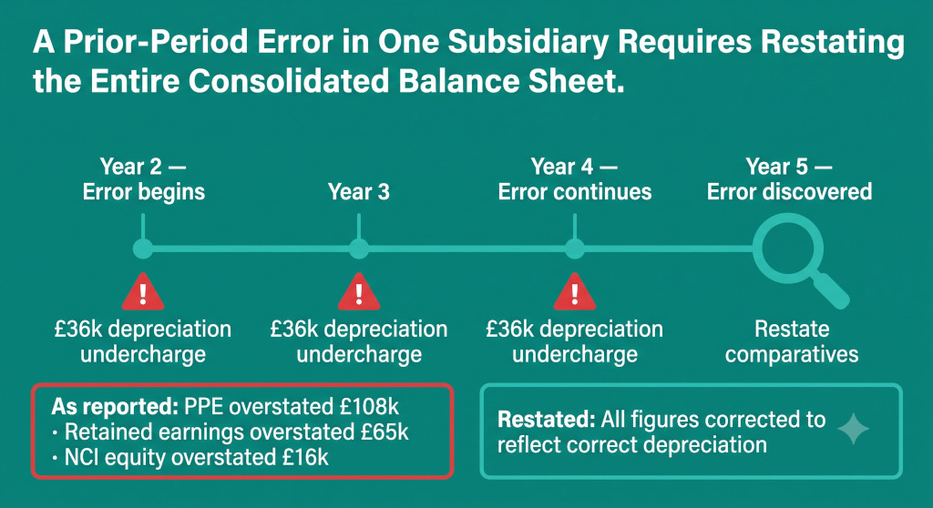 how to handle prior period adjustments in consolidated financial statements