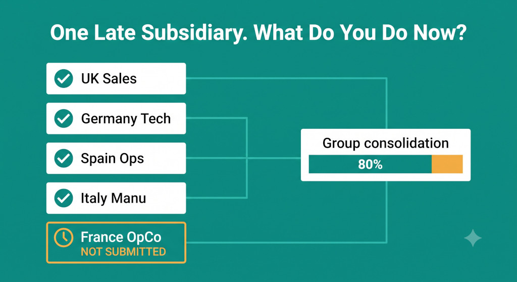 how to handle a subsidiary that has not completed its month end close