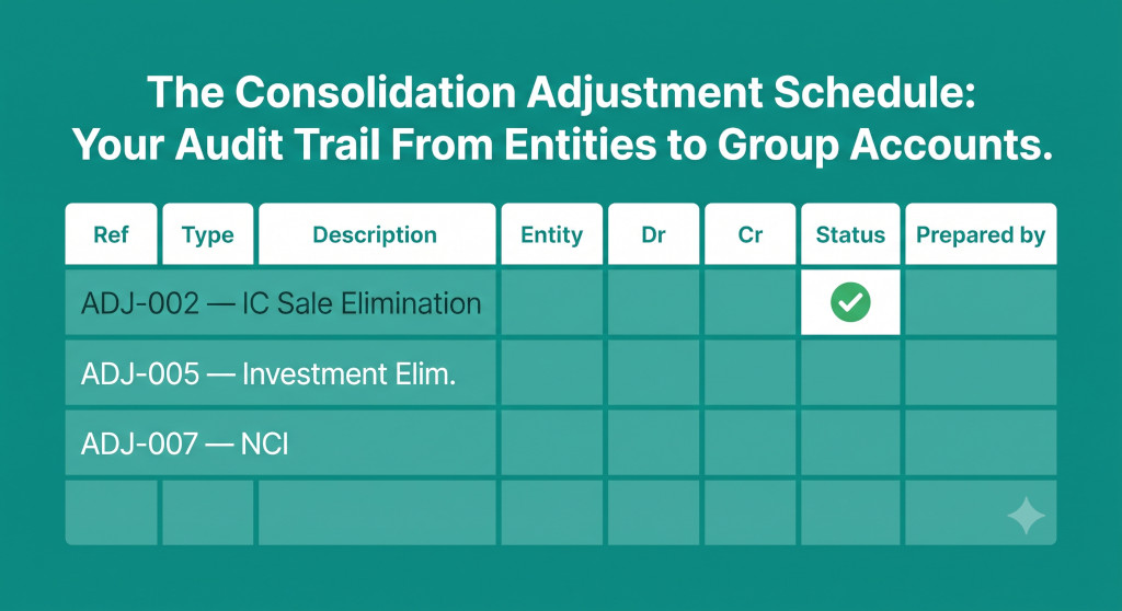how to prepare a consolidation adjustment schedule