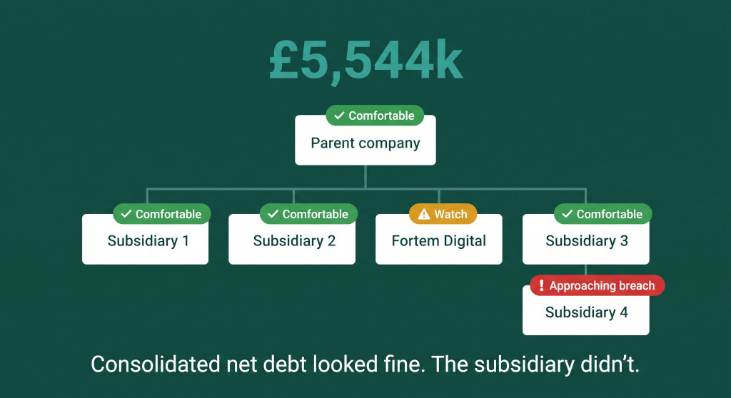 how to present net debt and covenant headroom in a multi entity group board pack