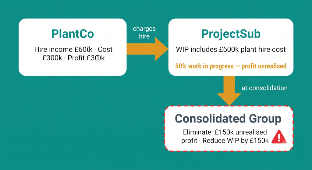 intercompany plant hire where unrealised profit hides