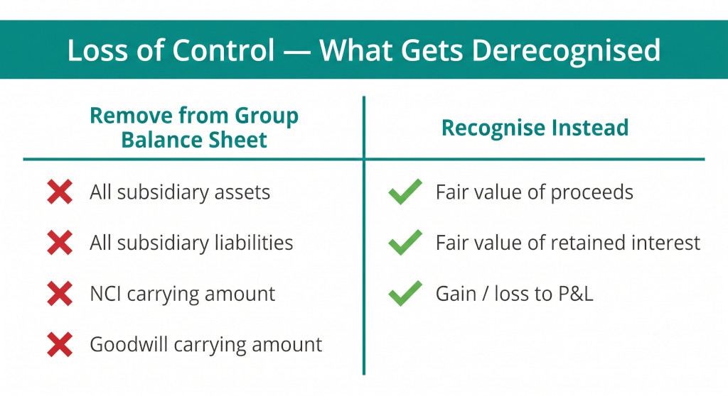 loss of control derecognition