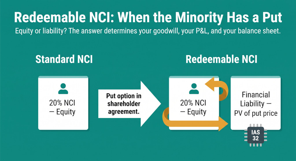redeemable nci how to account for put options on non controlling interests
