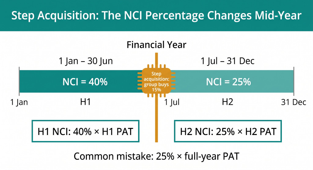 step acquisition — nci percentage changes mid year