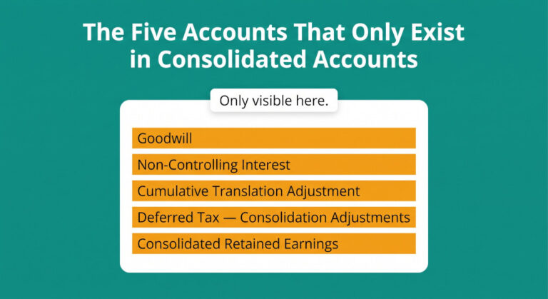 the five accounts that only exist in your consolidated financial statements