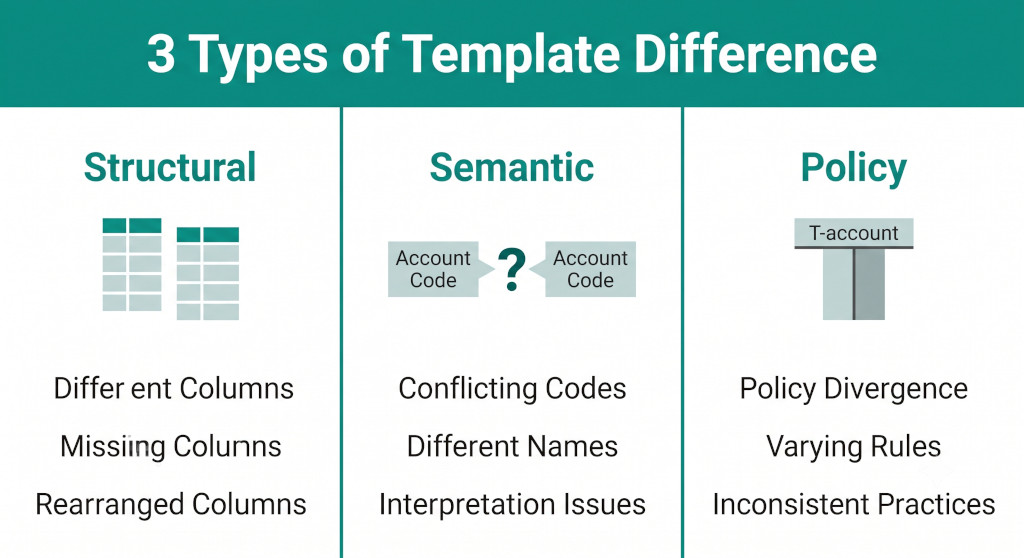 three types of template difference