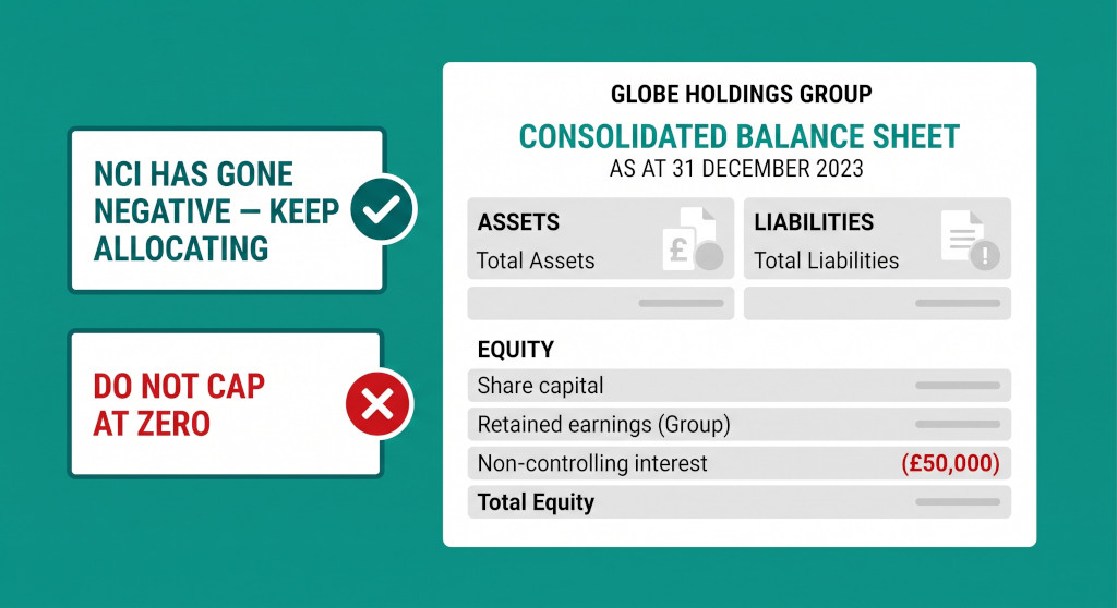 when a partly owned subsidiary has accumulated losses that exceed its equity