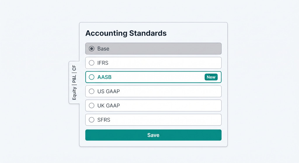 accounting standards settings ui