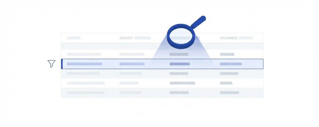 How to Drill Into a Consolidated Variance and Identify Which Entity, Account, and Transaction Is Responsible - Second section image — account-level drill-down table (1200x480)